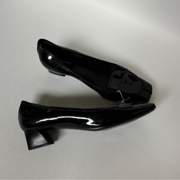 Giorgio Armani Black Block Heel Patent Leather Mules Size 8/38.5 NWOB - Picture 1 of 8